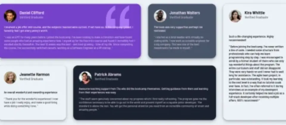 grid testimonial — screenshot